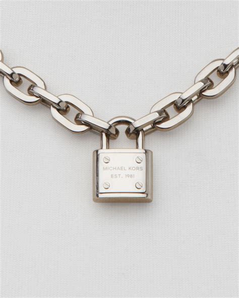 michael kors collection padlock necklace silver 